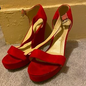 Women’s red wedges size 10